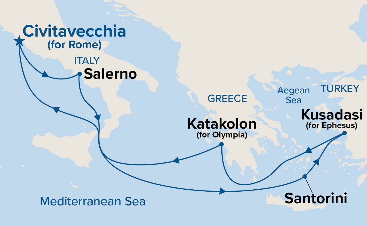 Mediterranean & Aegean — Itinerary Map