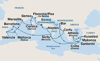The Best of the Mediterranean — Itinerary Map