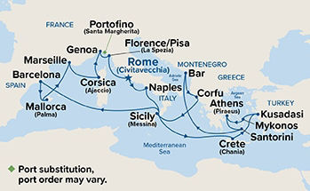 The Best of the Mediterranean — Itinerary Map