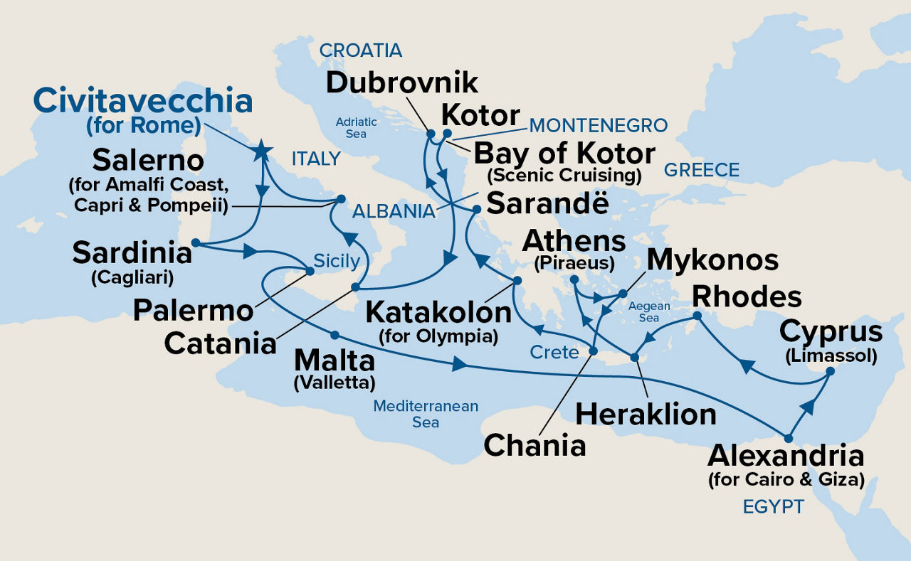 The Best of the Mediterranean — Itinerary Map