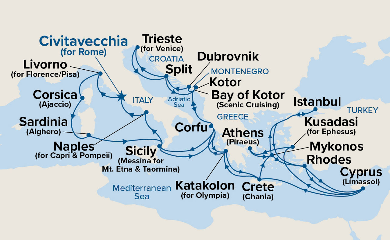 The Best of the Mediterranean — Itinerary Map
