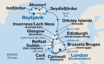 Icelandic Fjords & Scottish Highlands Adventure — Itinerary Map