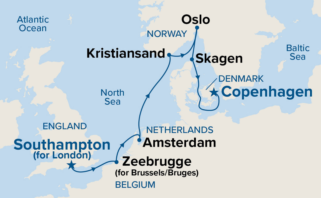 Northern Europe Capitals — Itinerary Map