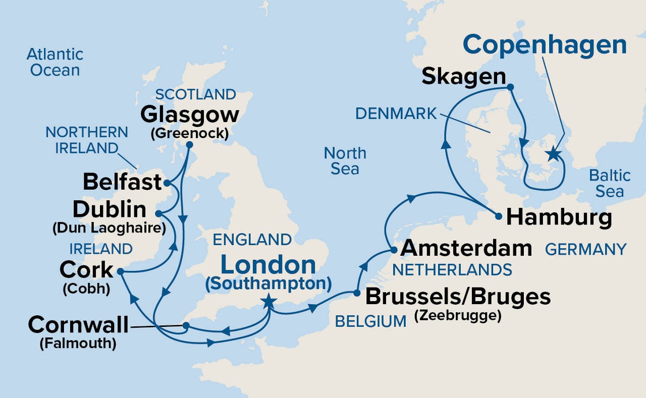 Northern Capitals & British Isles Adventure — Itinerary Map