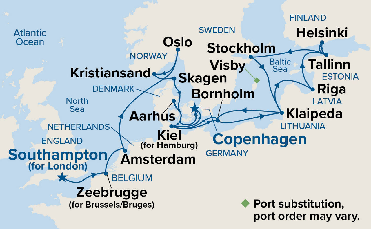 European Capitals & Baltic Explorer — Itinerary Map