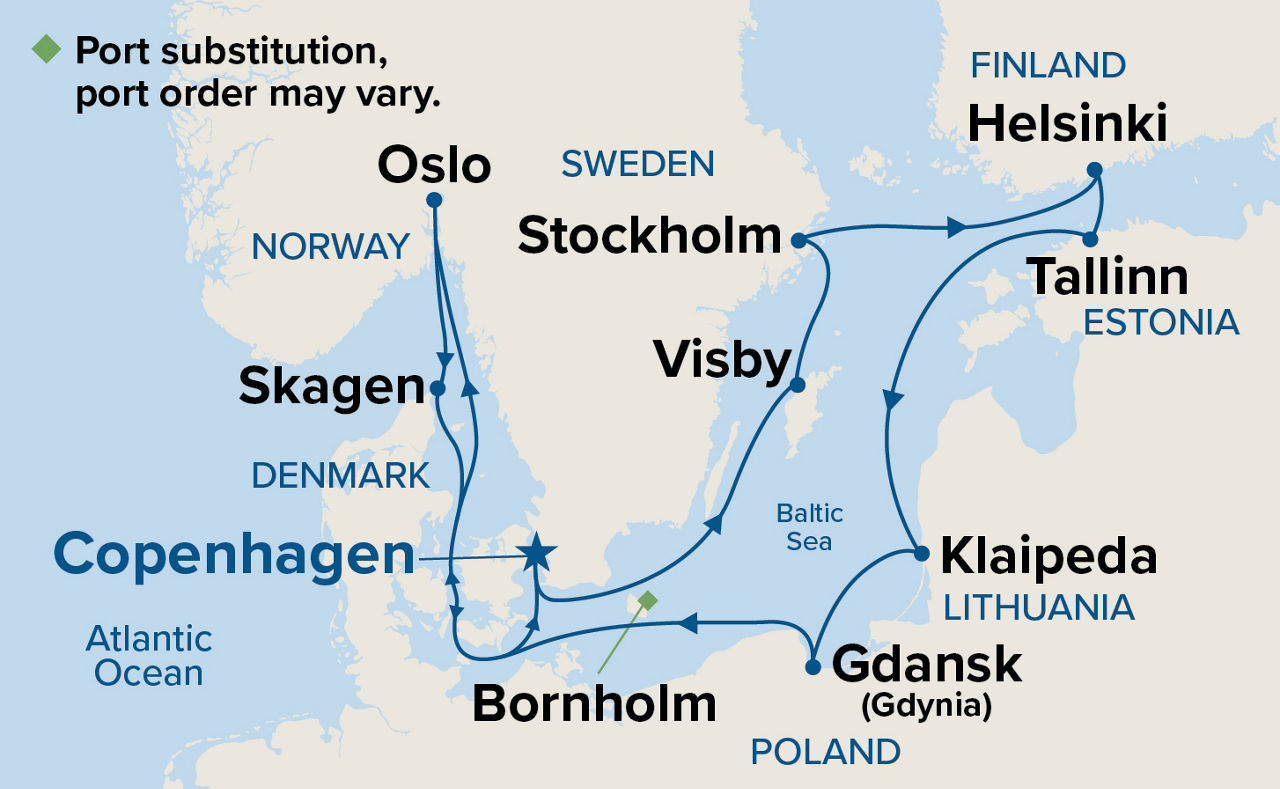 Norway, Denmark & Sweden — Itinerary Map