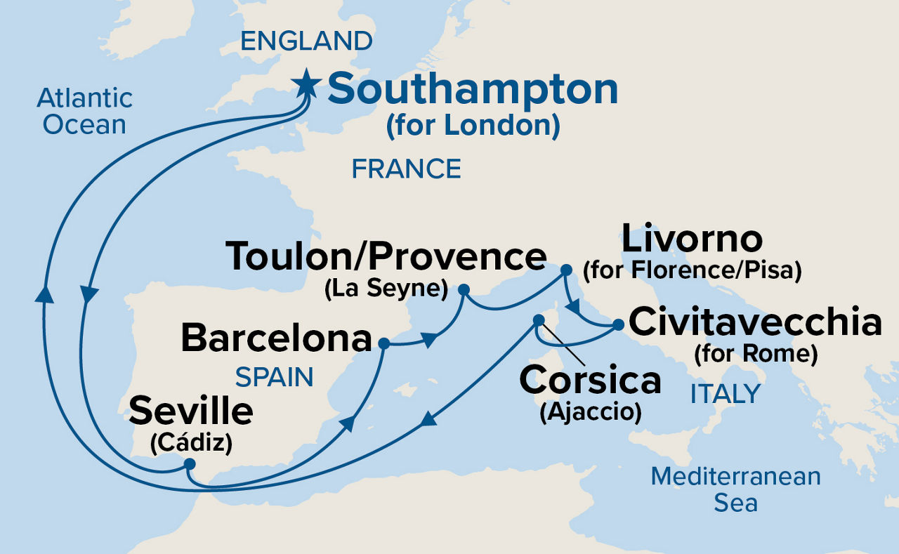 Mediterranean Adventurer — Itinerary Map