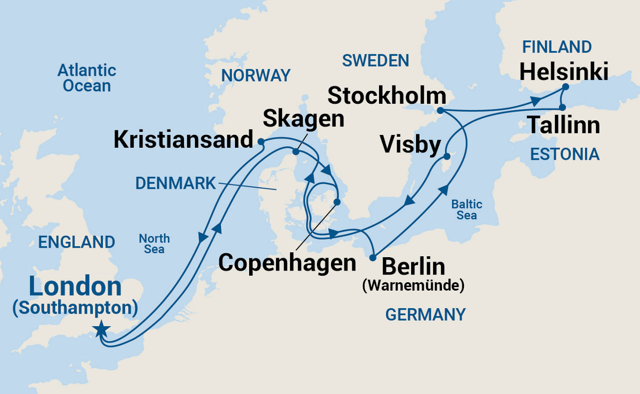 Norway, Denmark & Sweden — Itinerary Map