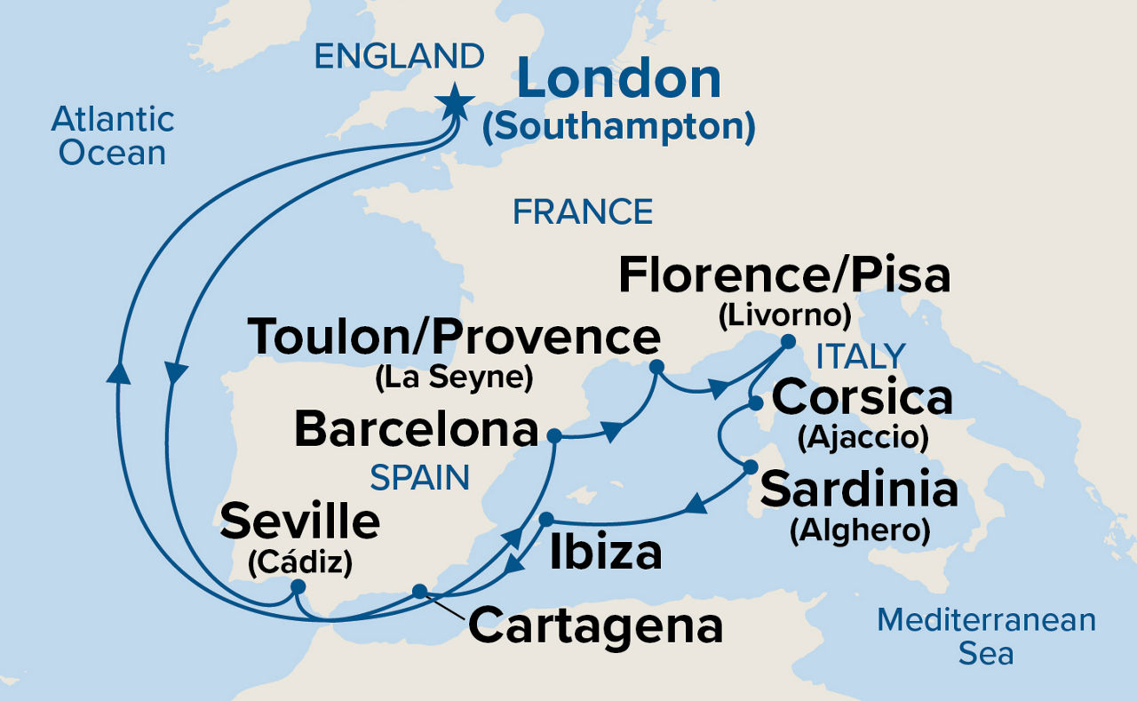 Mediterranean Adventurer — Itinerary Map