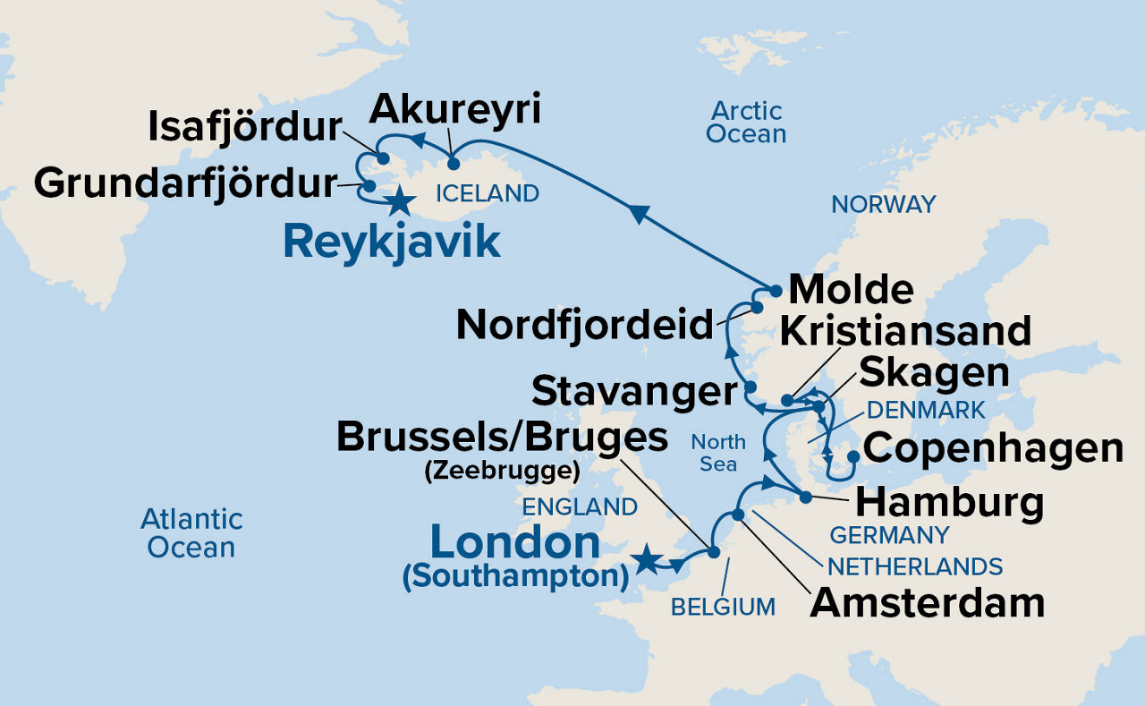 North Sea & Viking Fjords — Itinerary Map