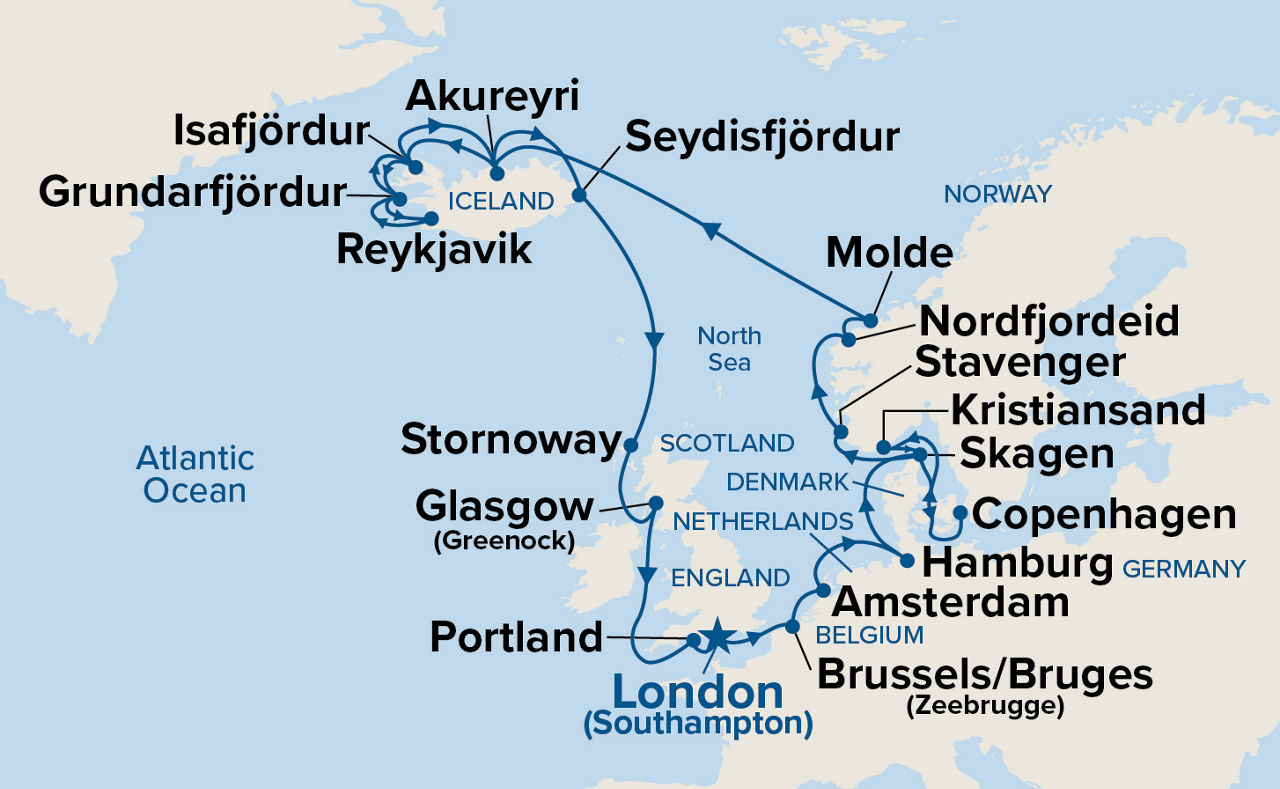 Northern Capitals & Viking Fjords Explorer — Itinerary Map