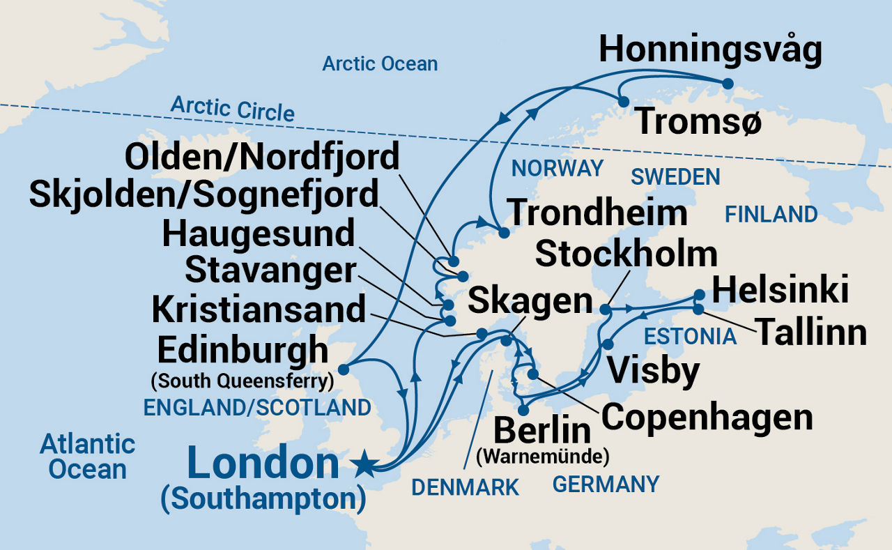 Scandinavia & Land of the Midnight Sun — Itinerary Map