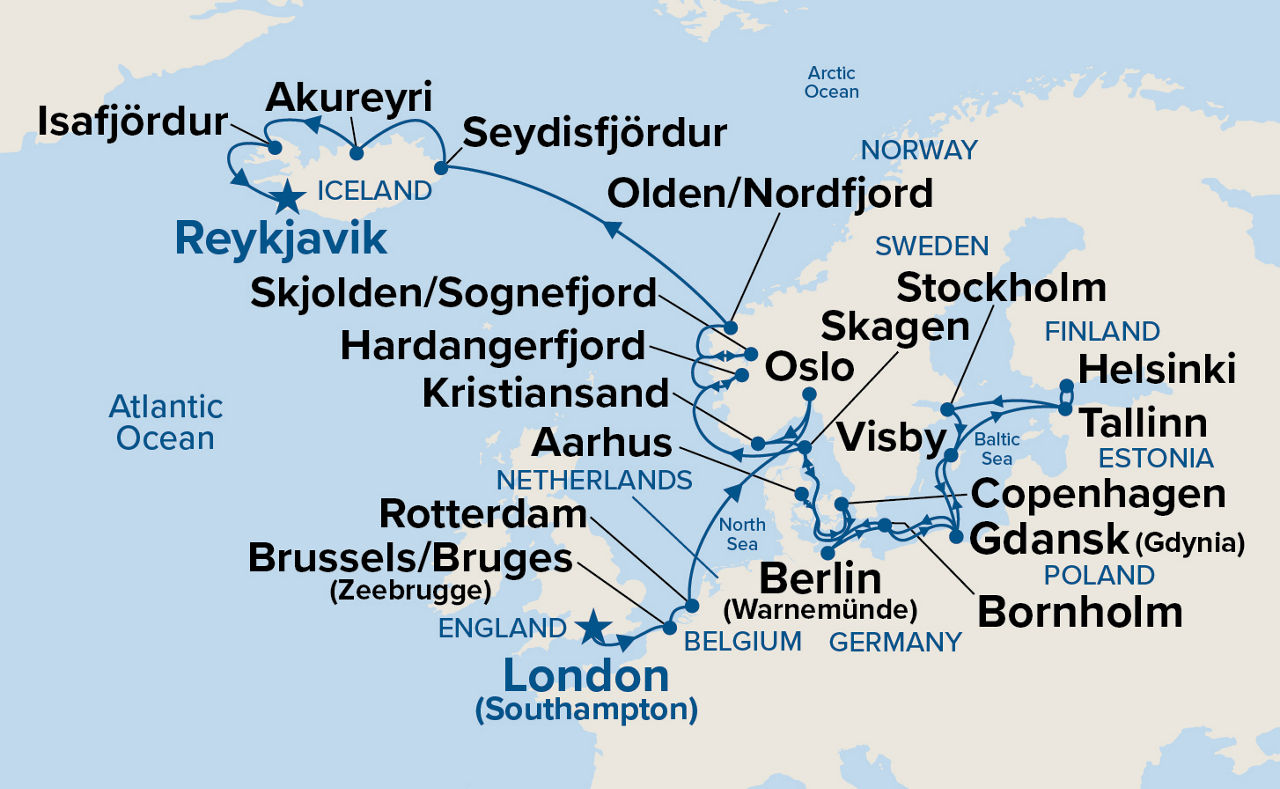 Scandinavia & Viking Fjords Explorer — Itinerary Map