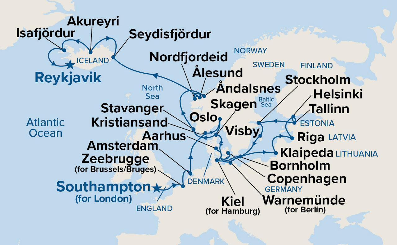 Scandinavia & Viking Fjords Explorer — Itinerary Map