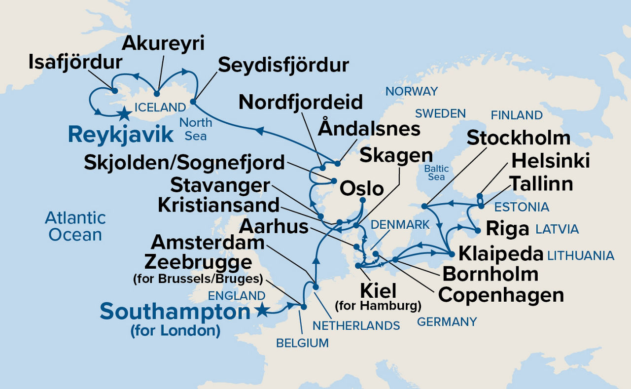 Northern Capitals & Viking Fjords Explorer — Itinerary Map