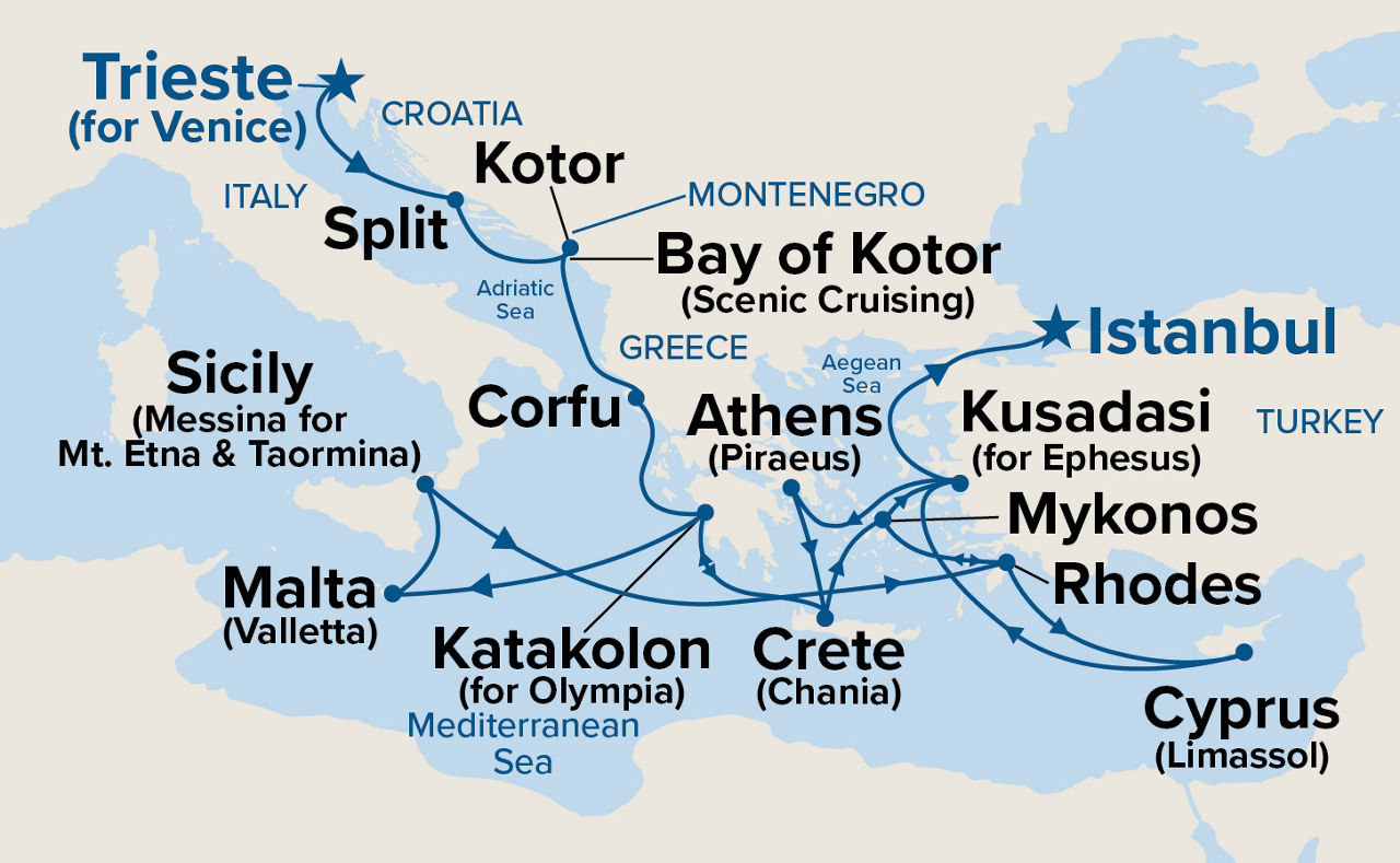The Best of the Mediterranean — Itinerary Map