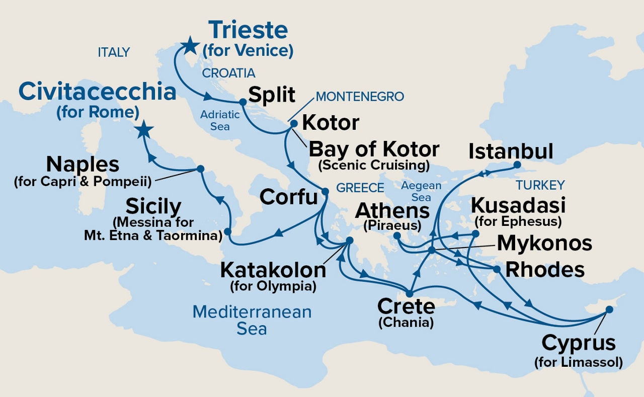 The Best of the Mediterranean — Itinerary Map
