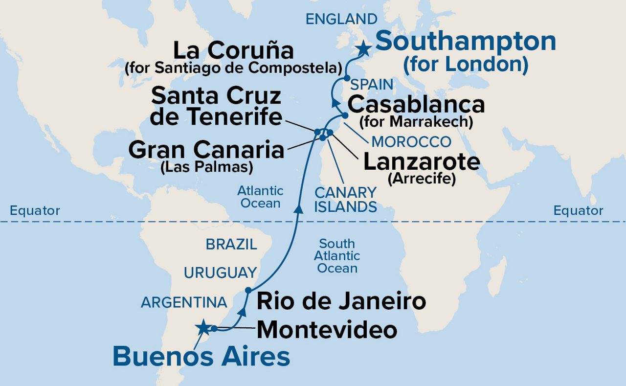 South American Passage — Itinerary Map