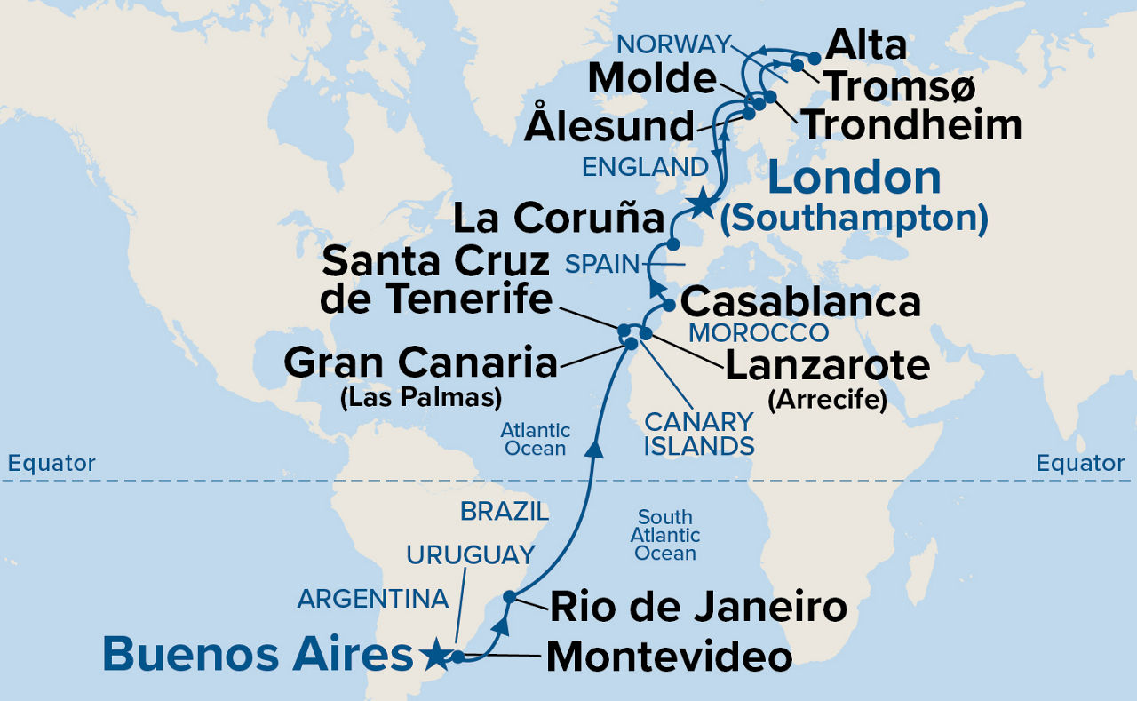 Northern Lights Grand Adventure — Itinerary Map