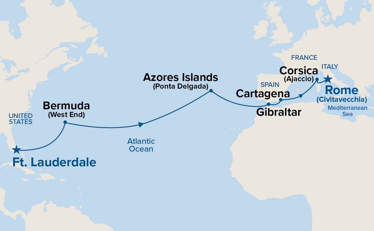 Western Mediterranean Passage — Itinerary Map
