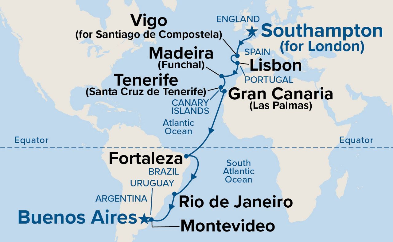 South American Passage — Itinerary Map