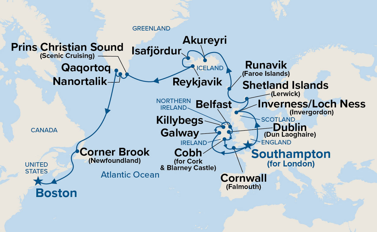 Fire, Ice & British Isles Grand Adventure — Itinerary Map