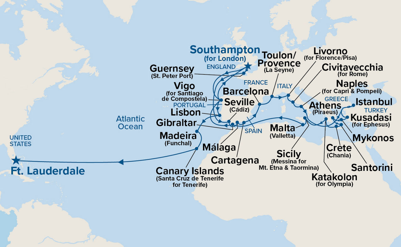 Ultimate Mediterranean Grand Adventure — Itinerary Map