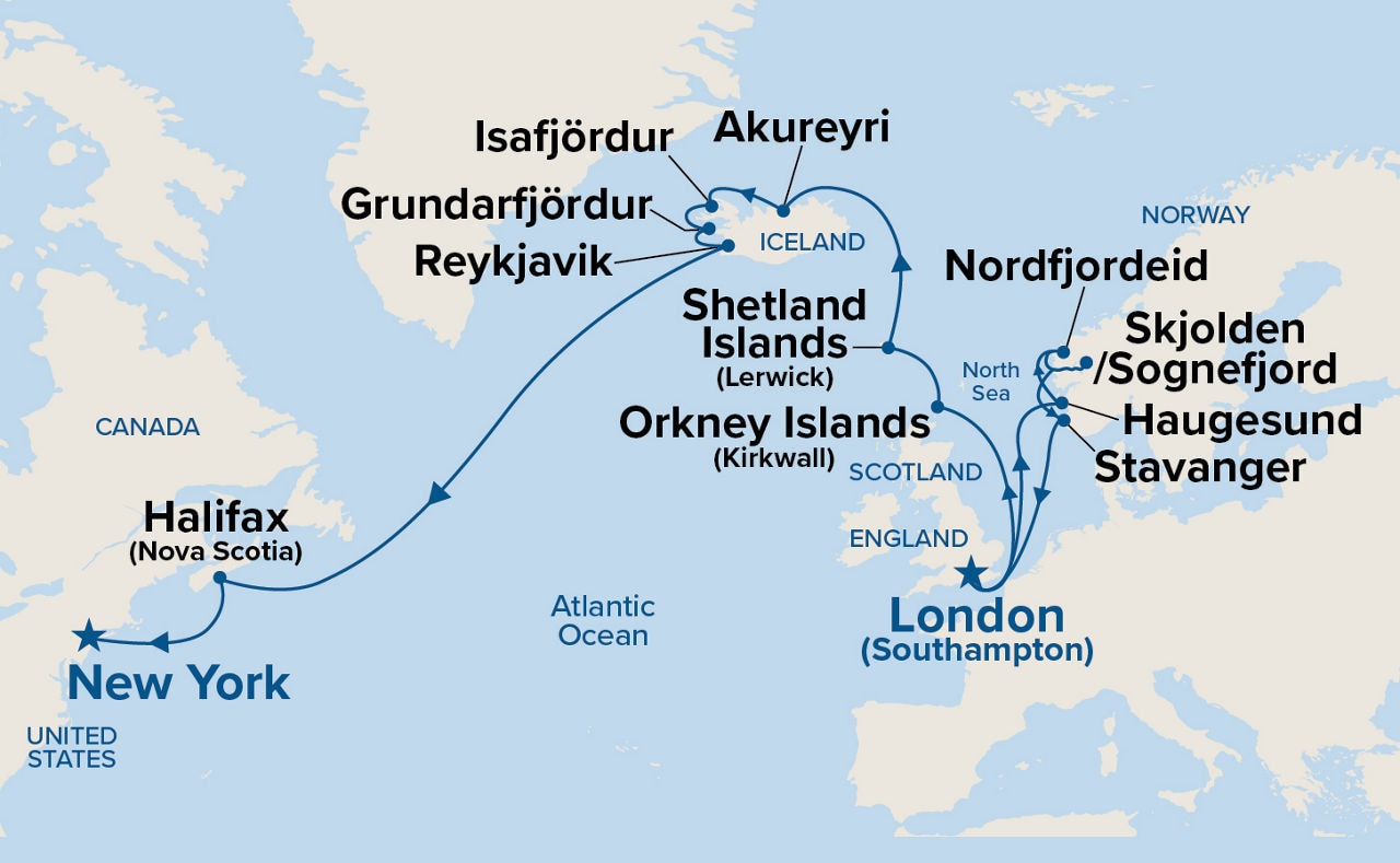 Fire, Ice & Norwegian Grand Adventure — Itinerary Map