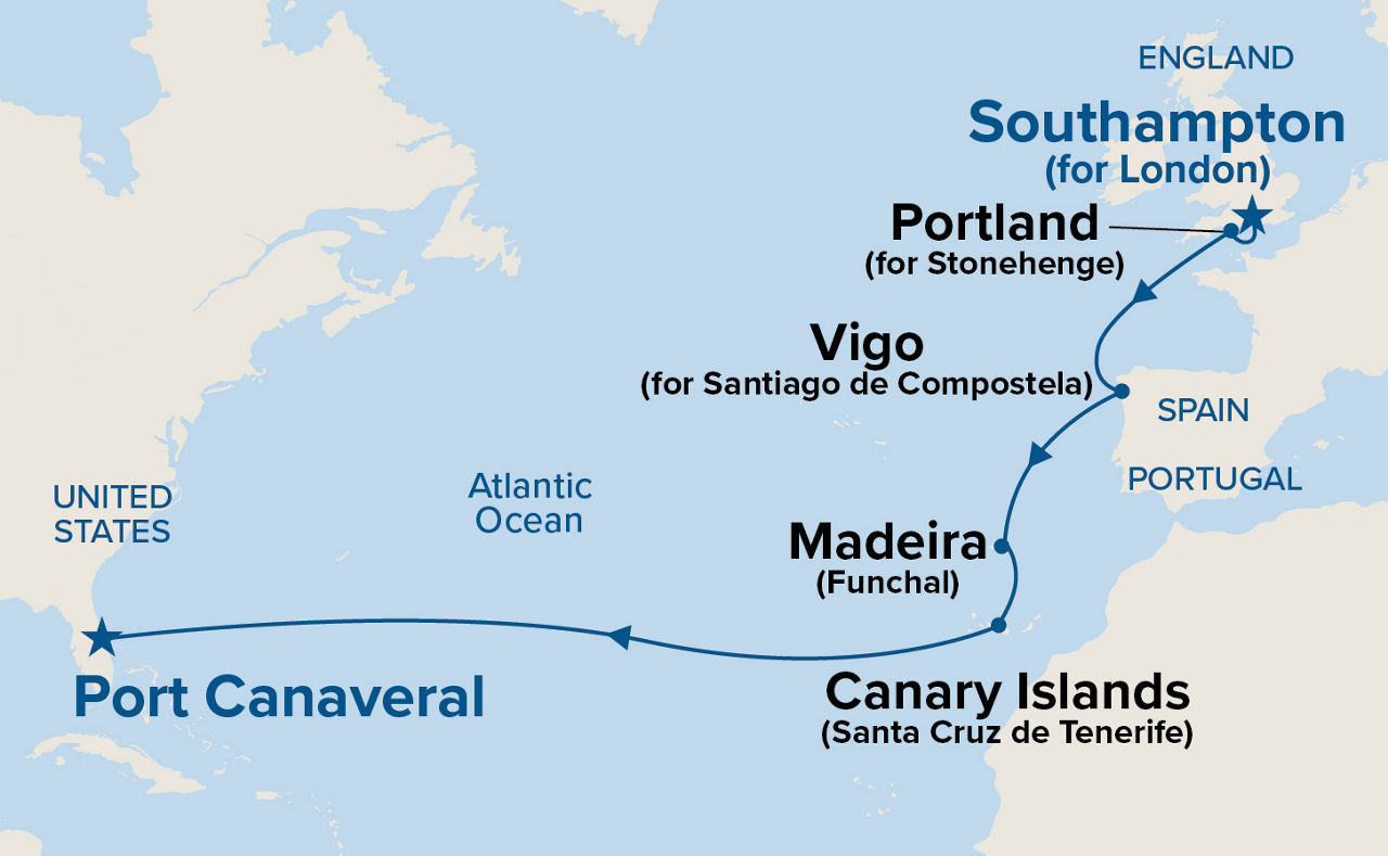 Spain & Portugal Passage — Itinerary Map