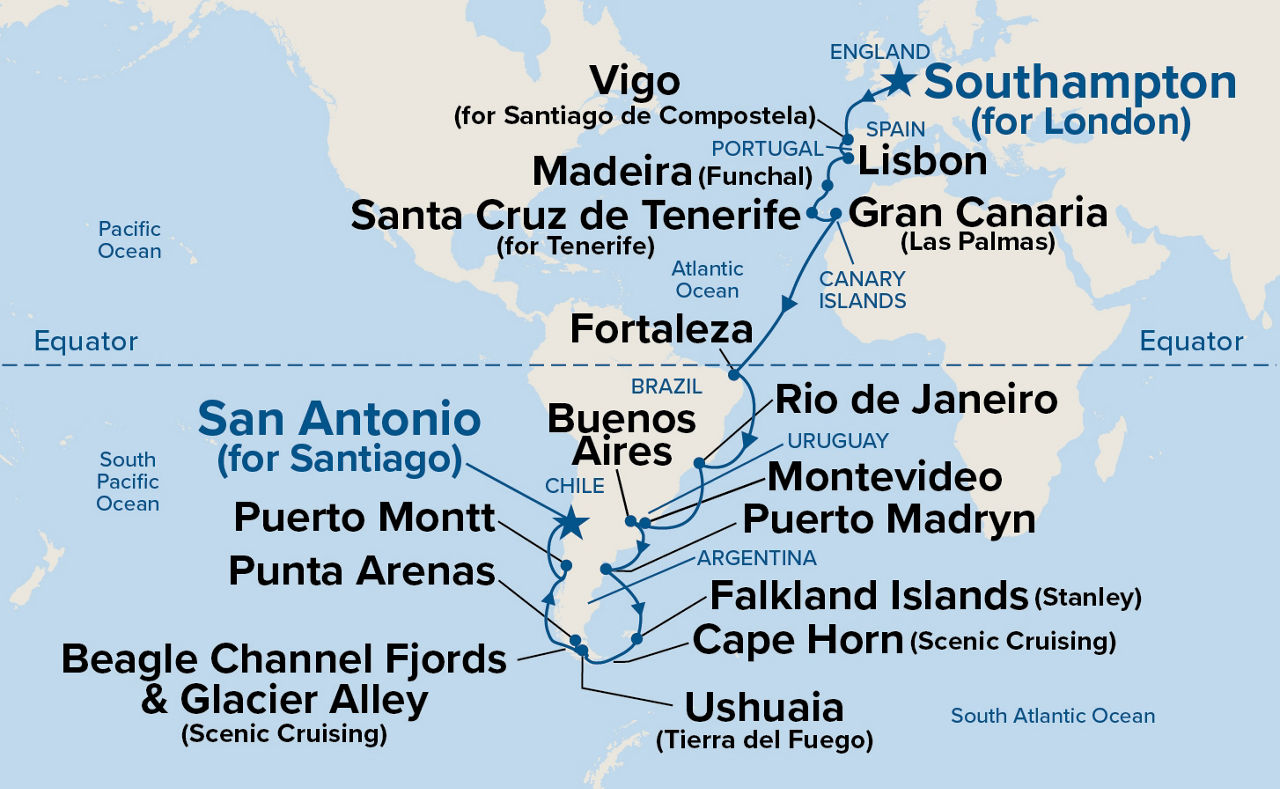 South America Passage Grand Adventure — Itinerary Map