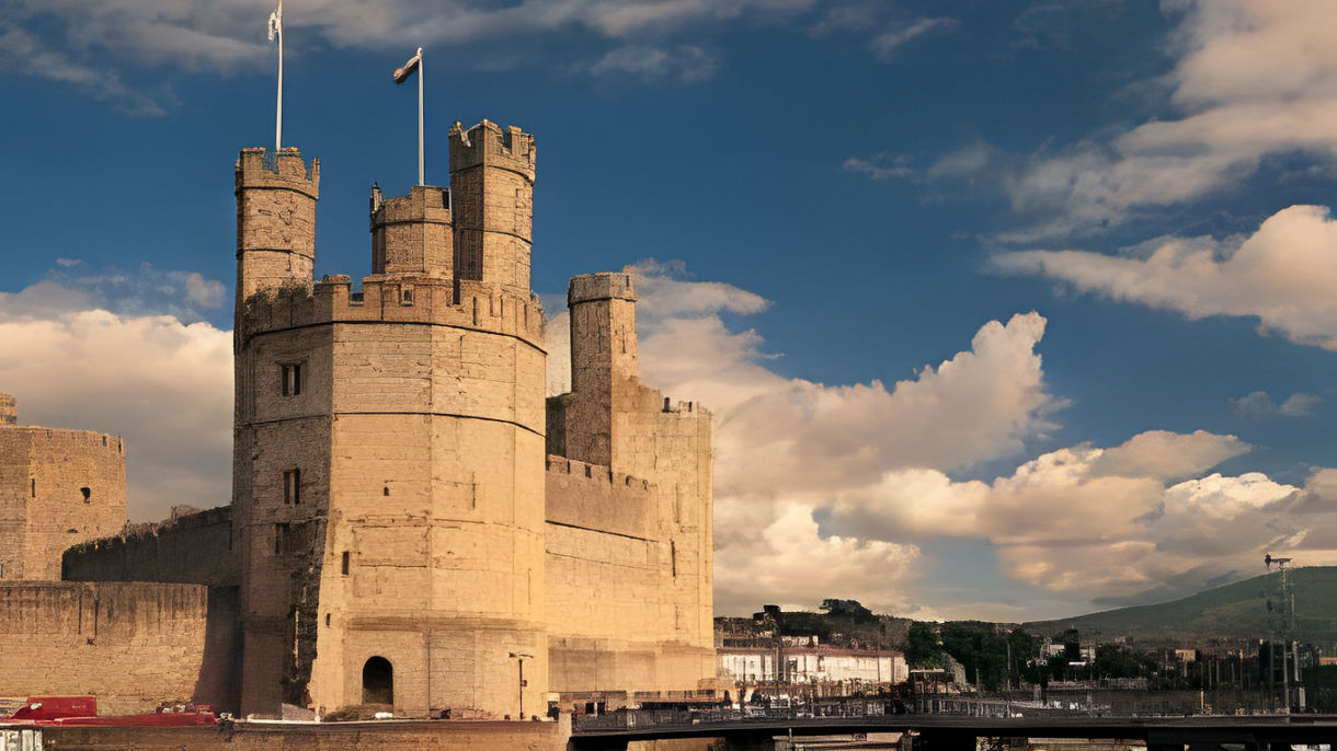 Caernarfon Castle & Snowdonia Mountains