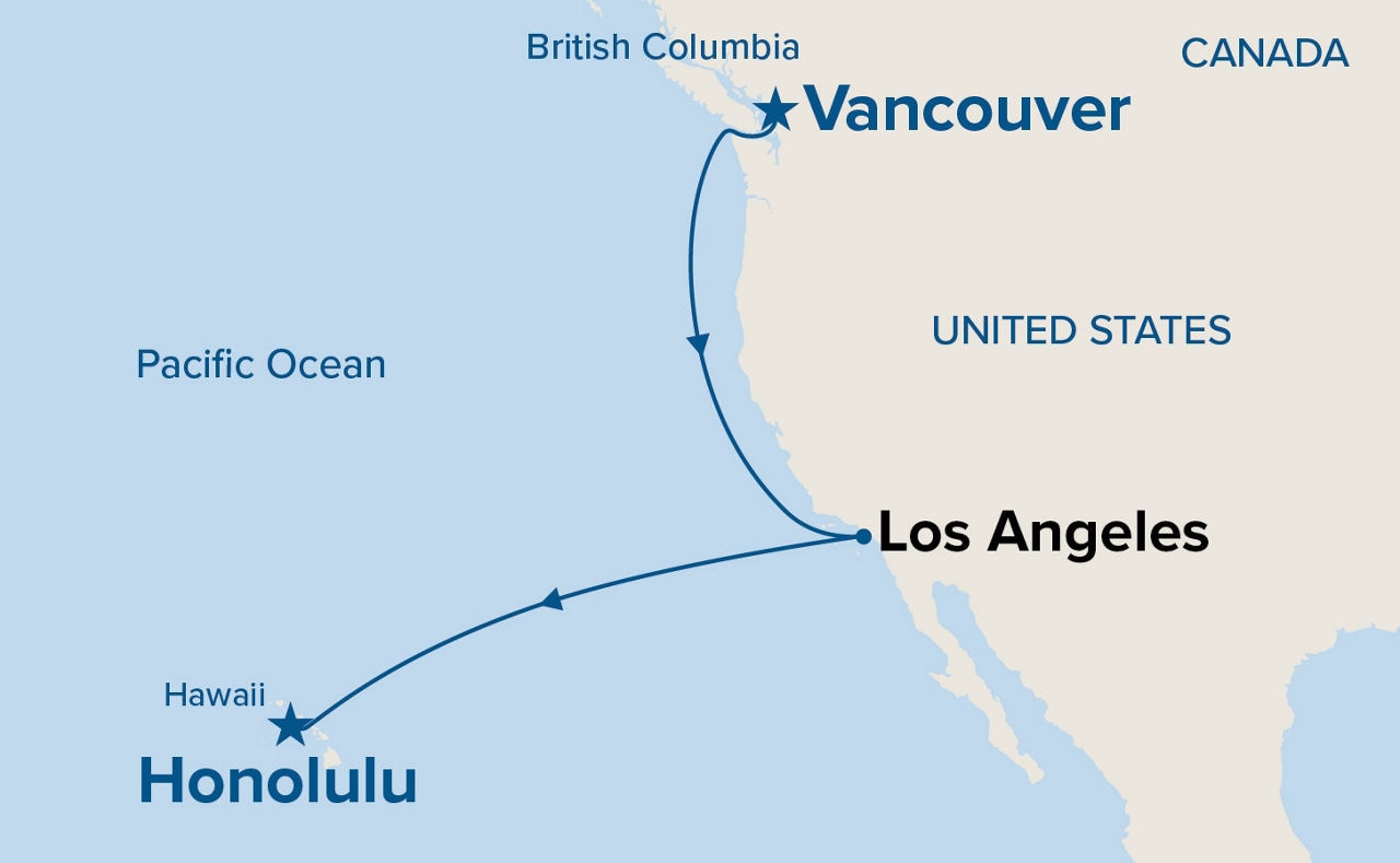 Pacific Crossing: British Columbia to Honolulu — Itinerary Map