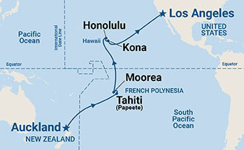 Tahiti, Hawaii & South Pacific Crossing — Itinerary Map