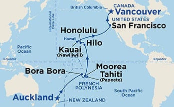 Tahiti, Hawaii & South Pacific Crossing — Itinerary Map