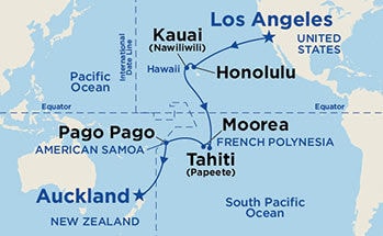 Tahiti, Hawaii & South Pacific Crossing — Itinerary Map