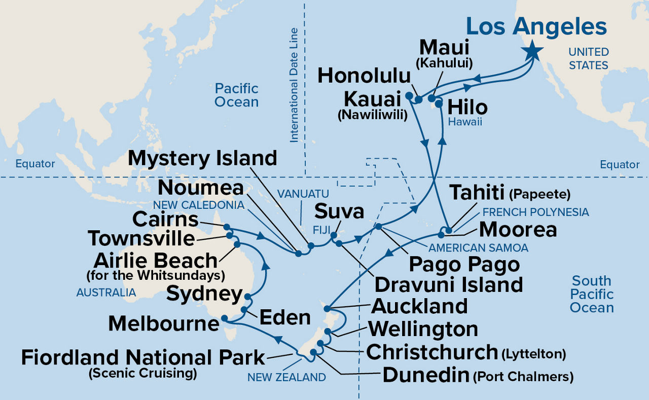 Australia & South Pacific Grand Explorer — Itinerary Map