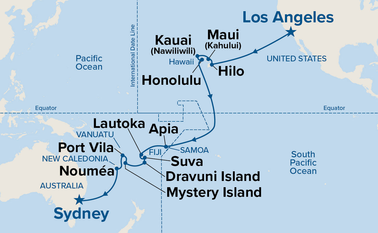 Hawaii & South Pacific Crossing — Itinerary Map