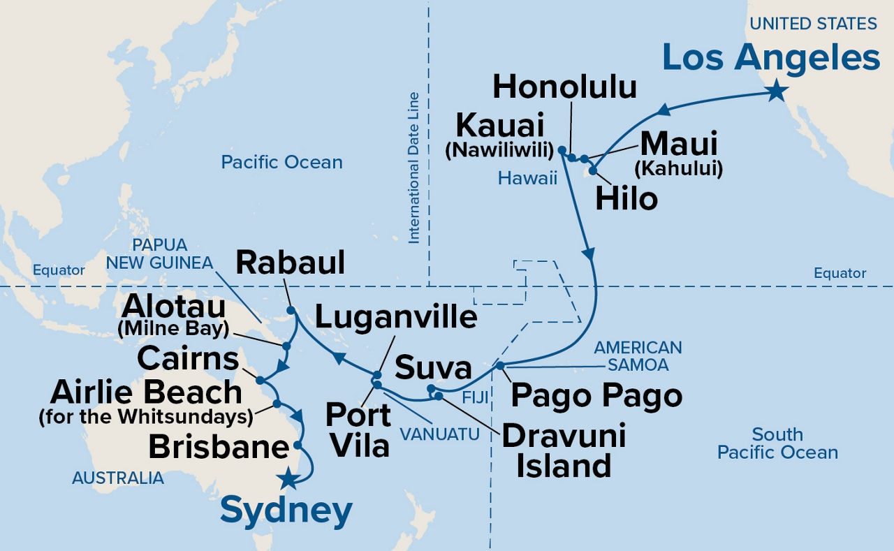 Hawaii & South Pacific Crossing — Itinerary Map