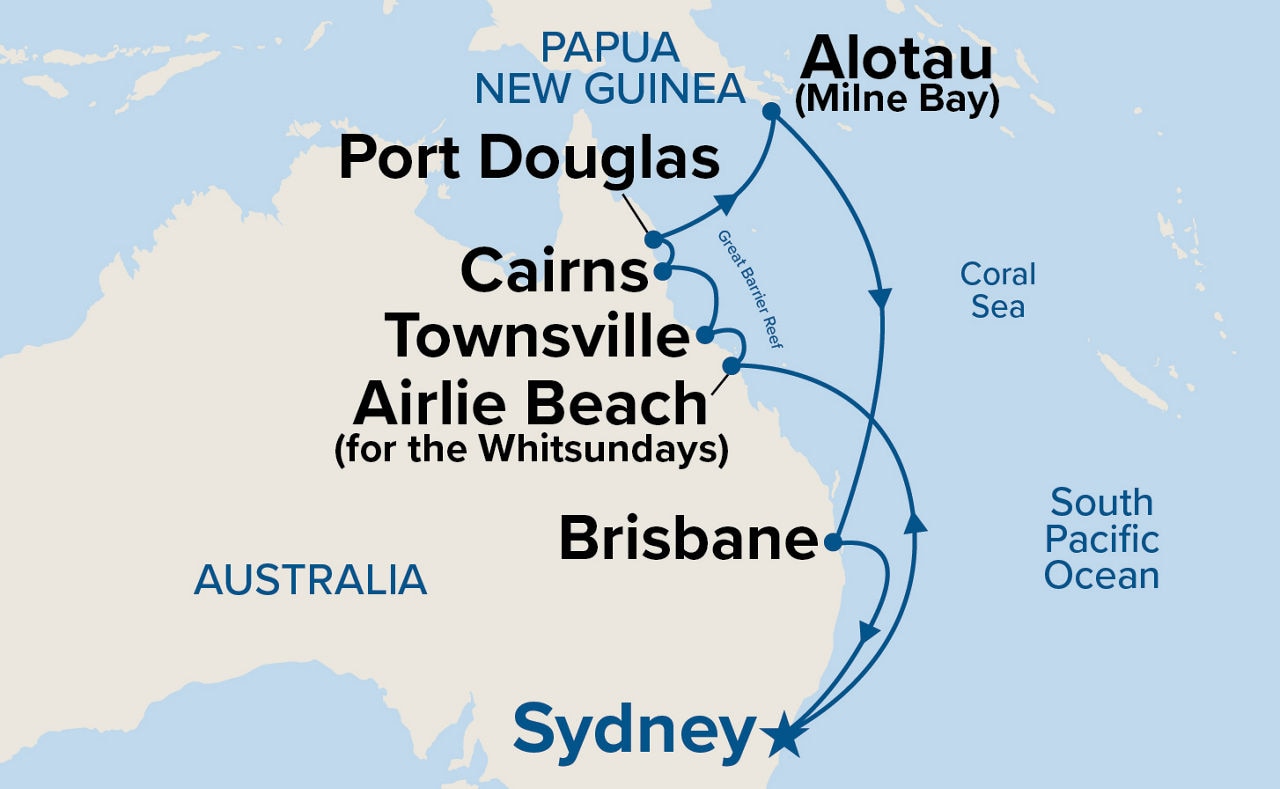 Queensland & Papua New Guinea — Itinerary Map