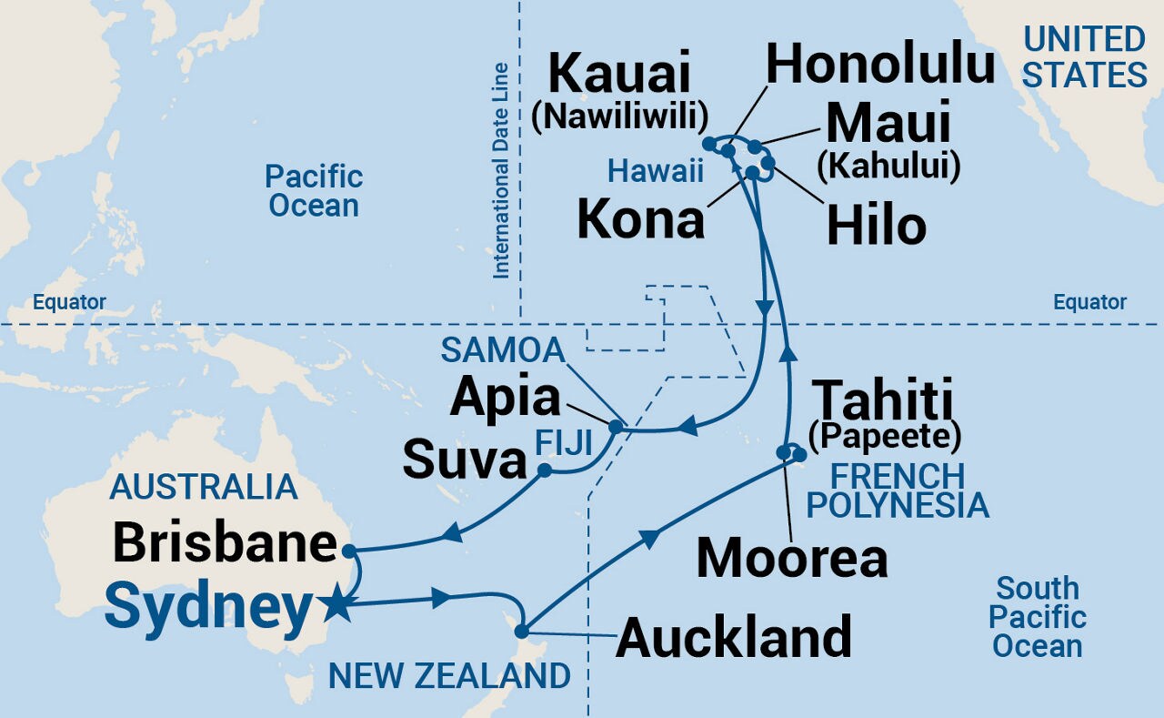 Tahiti, Hawaii & South Pacific — Itinerary Map