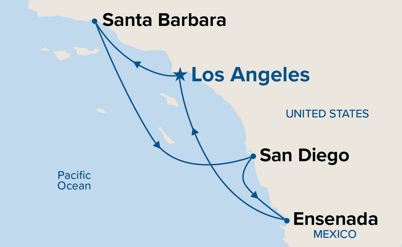 West Coast Getaway with San Diego — Itinerary Map