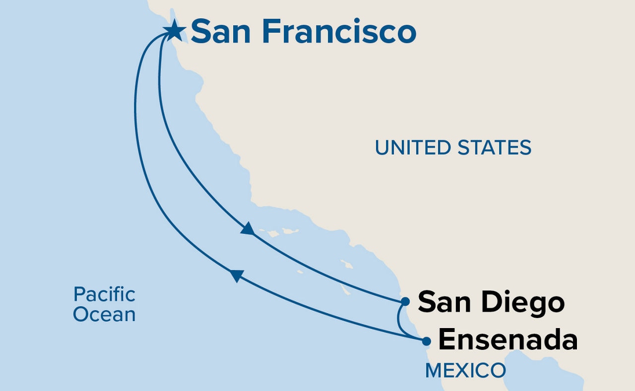 West Coast Getaway with San Diego Holiday — Itinerary Map