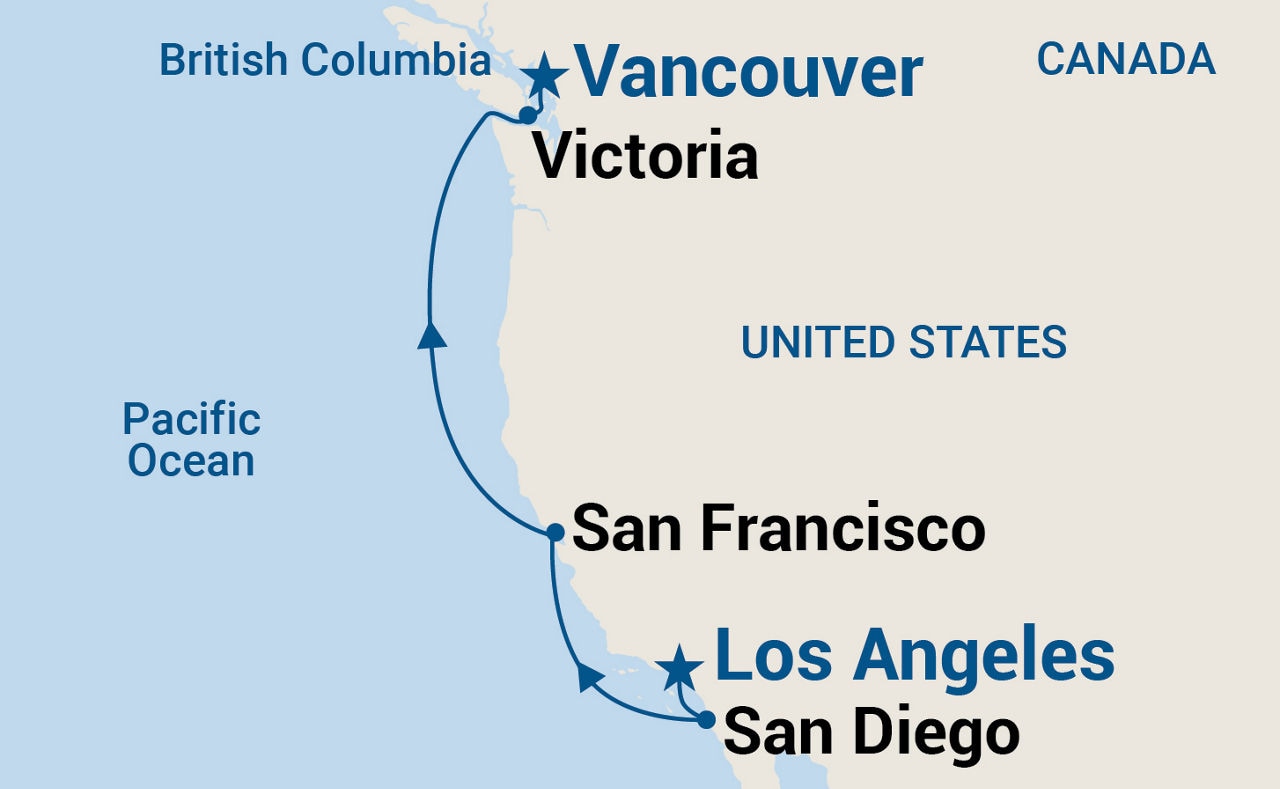 Pacific Wine Country — Itinerary Map