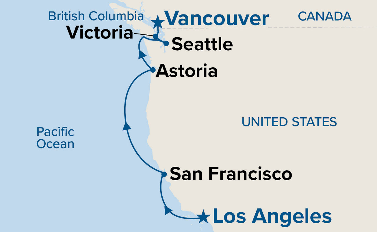 Pacific Wine Country — Itinerary Map