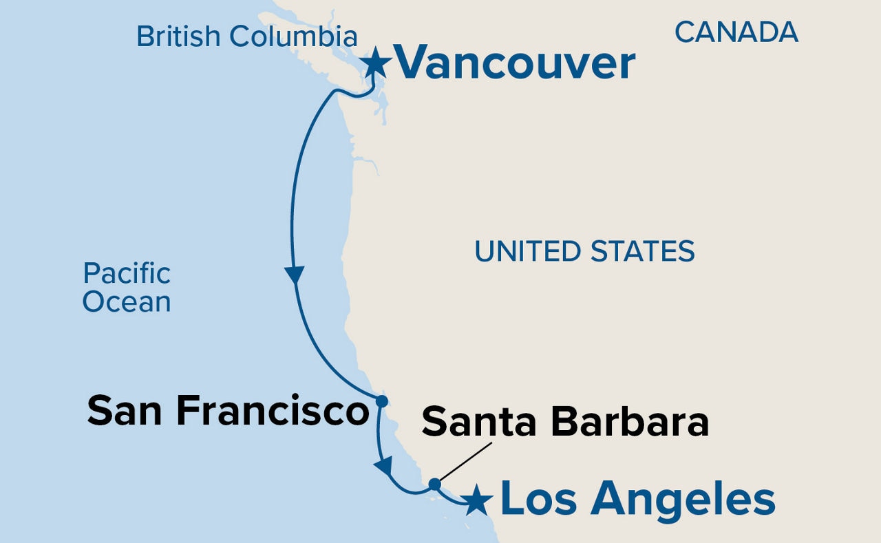 Pacific Wine Country — Itinerary Map