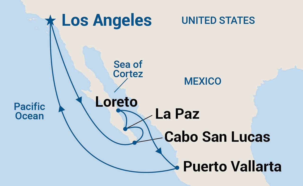 Baja Peninsula & Sea of Cortez Holiday — Itinerary Map