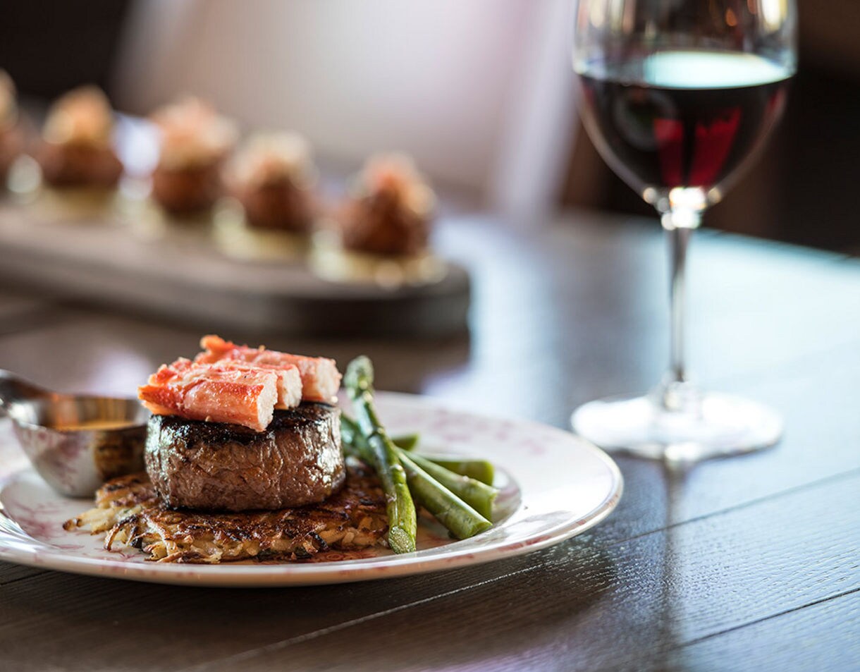 Grilled filet mignon topped with delicate crab and a rich butter sauce.