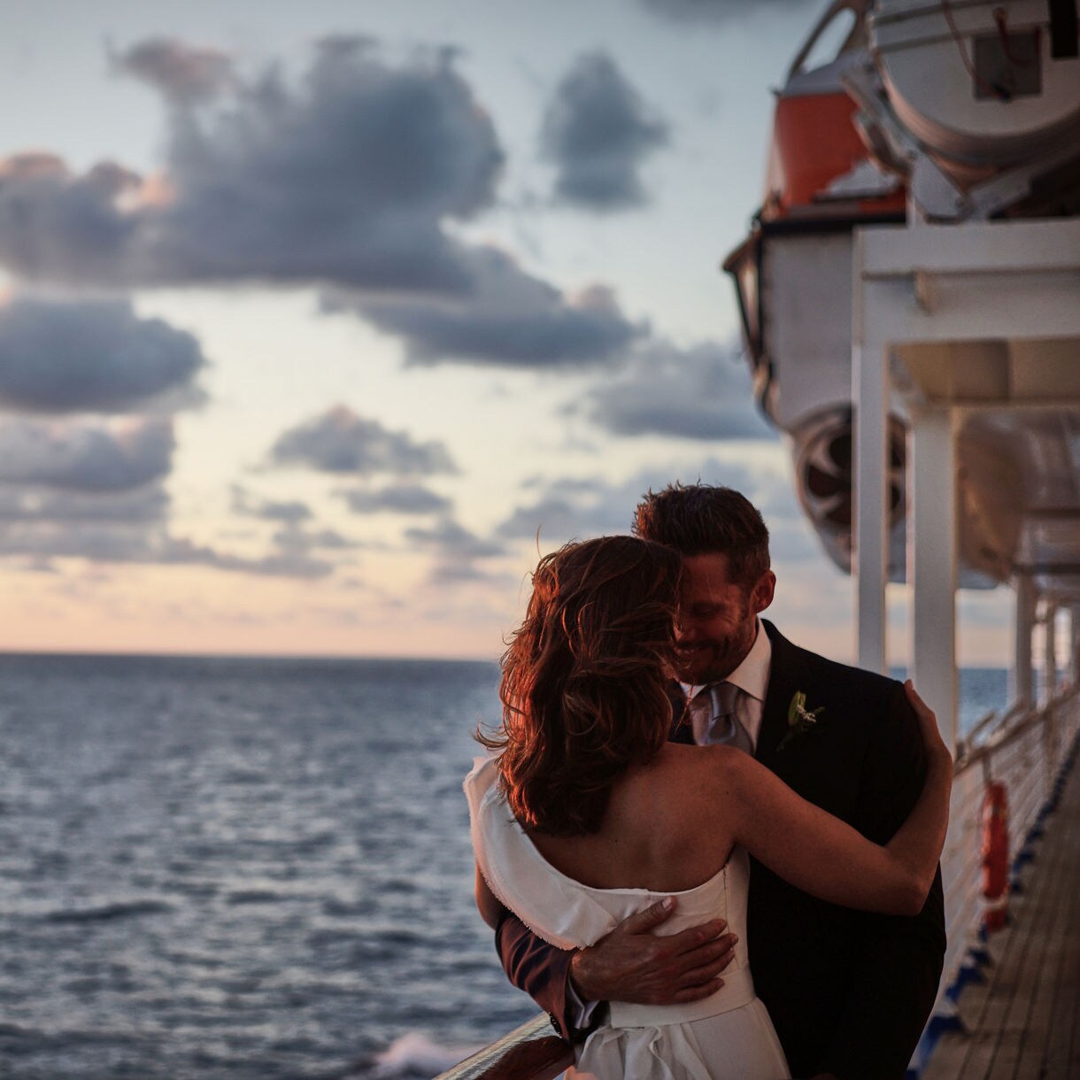 Wedding Couple At Sunset.