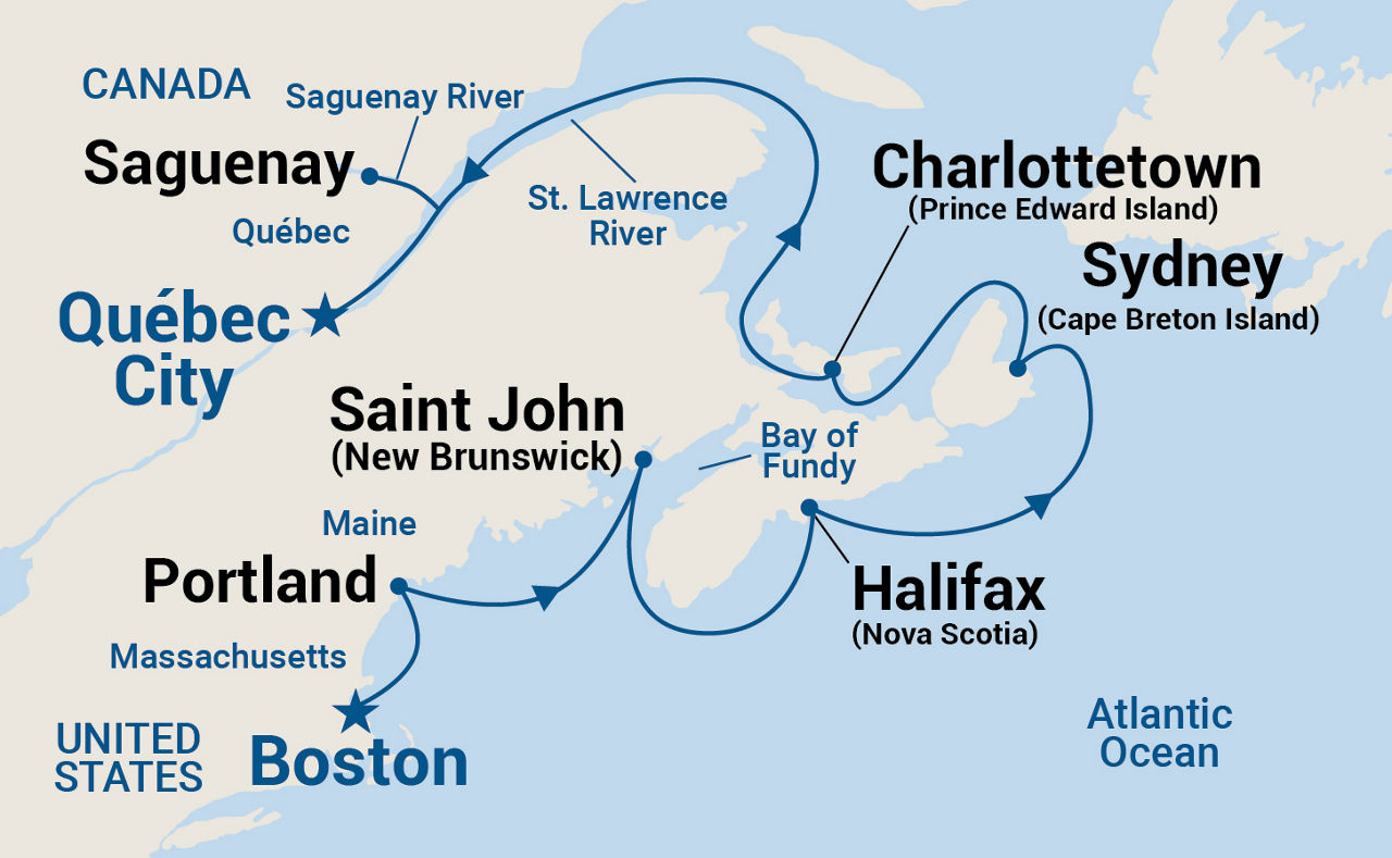 Classic Canada & New England — Itinerary Map