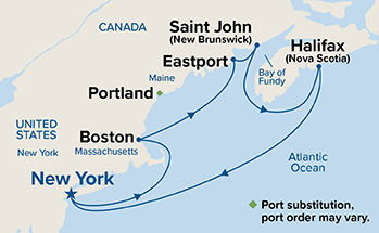 Canada & New England with Saint John — Itinerary Map